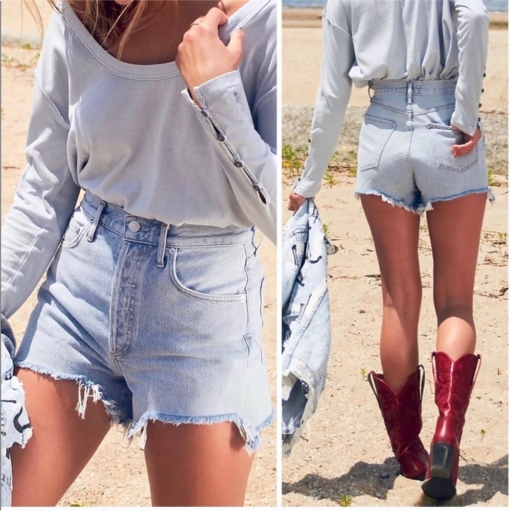 Agolde Dee Ultra High Waist Rise Cutoff Denim Shorts in Digit 31 NWT